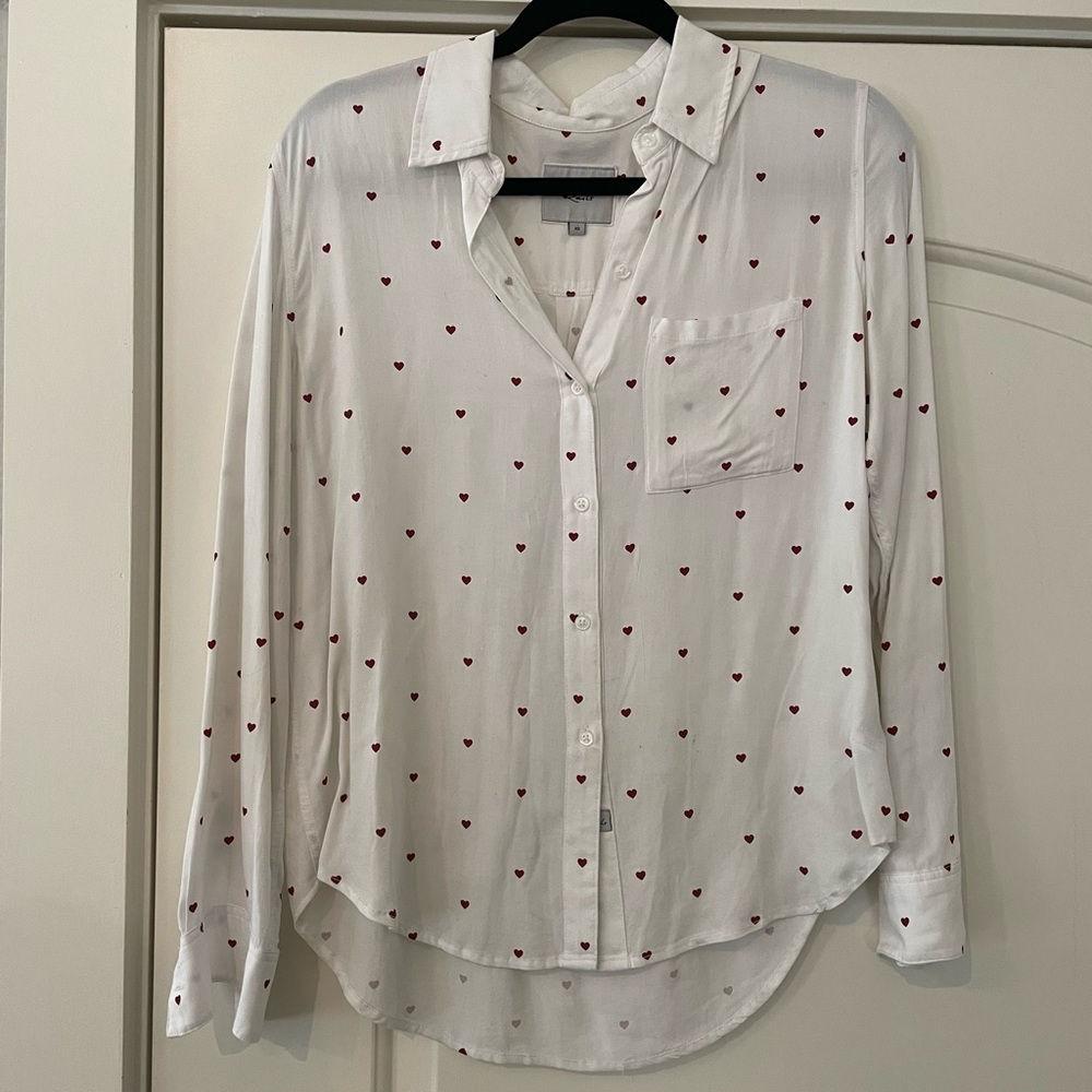 Nwot Rails Button Down - Xs. White With Hearts - image 3
